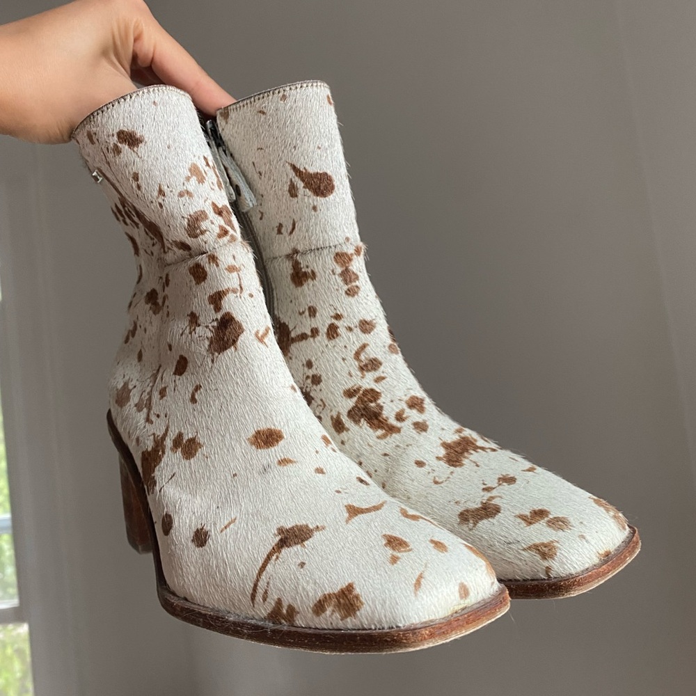 COPY - Cow print cowhide calf hair & leather boots